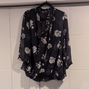 Babaton Navy and White Floral Blouse